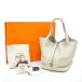 [. discount ][ unused goods ]HERMES Hermes pico tongue lock MM handbag tote bag toliyonkre man s leather . ton white gray #C