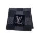 LOUIS VUITTON* Louis Vuitton / muffler / wool /BLK/ total pattern / men's /M77139/e car rup* Damier warm /M7713