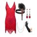 ̲SWEETV 1920 Style Dresses for Women,Sleeveless Flapper Dresses 1920s Gatsby Roaring 20s Costumes with 20s Accessories Set For Harlem N¹͢