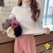  внутренний chu-ru tops cut and sewn осень-зима мельчайший ворсистый с высоким воротником женский длинный рукав ko-te tuck одноцветный kala шероховатость обратная сторона ворсистый модный 20 плата 30 плата боа 