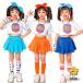  Kids dance costume .... tops setup girl light blue skirt orange Cheer Dance hip-hop Cheer girl short sleeves k-pop girls child HIPHOP Event 