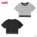 ������ X-girl ���å��������� LOGO AND STRIPE CROPPED S/S TOP 105252013025 ��������ɥ��ȥ饤�ץ����åץ�Ⱦµ�ȥå� T����� �����谷Ź