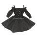 人形用 流行 チェック柄 肩ストラップ ドレス スカート 1/3 スケール BJD SDドール適用 黒色