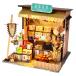 3D мозаика кукольный дом комплект китайский чай магазин DIY миниатюра мебель комплект 1/24 шкала сборка 