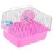  hamster cage trance port box running wheel attaching water bottle dish pink 