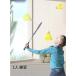  badminton one person . practice tool interior badminton practice height adjustment possibility installation convenience child student toy ball playing sport motion one person playing 