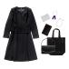 [ Margaret Gold ] black formal lady's mourning dress . clothes 7 point set bag necklace earrings fukusa handkerchie beads folding tote bag m43