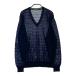 MUNSING WEAR Munsingwear одежда V шея вязаный свитер linen. окантовка рисунок темно-синий серия 2 Golf одежда мужской 