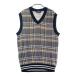 PEARLY GATES Pearly Gates шерсть .V шея вязаный лучший в клетку серый серия 5 Golf одежда мужской 