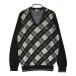 BLACK&amp;WHITE черный and белый вязаный свитер в клетку оттенок черного M Golf одежда мужской 