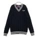 BEAMS GOLF Beams Golf лиловый этикетка V шея вязаный свитер кабель плетеный оттенок черного XL Golf одежда мужской 