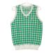 JACK BUNNY Jack ba колено V шея вязаный лучший в клетку оттенок зеленого 2 Golf одежда женский 
