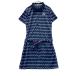 CALLAWAY Callaway короткий рукав One-piece общий рисунок × окантовка рисунок темно-синий серия M Golf одежда женский 