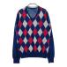 ZOYzo-iV шея вязаный свитер diamond рисунок темно-синий серия L Golf одежда мужской 