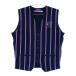 BEAMS GOLF Beams Golf шерсть .V шея вязаный лучший полоса рисунок темно-синий серия XL Golf одежда мужской 