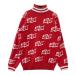 JACK BUNNY Jack ba колено ta-toru шея вязаный свитер Logo общий рисунок оттенок красного 1 Golf одежда женский 