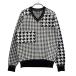 MUNSING WEAR Munsingwear одежда V шея длинный рукав вязаный свитер тысяч птица рисунок оттенок черного M Golf одежда мужской 