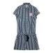 FILA GOLF filler Golf короткий рукав One-piece полоса рисунок темно-синий серия M Golf одежда женский 