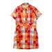 [ новый товар ]VIVA HEART viva Heart короткий рукав One-piece в клетку orange серия 42 Golf одежда женский 