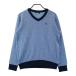 MUNSING WEAR Munsingwear одежда шерсть .V шея вязаный свитер оттенок голубого L Golf одежда мужской 