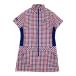 FILA GOLF filler Golf половина Zip короткий рукав One-piece в клетку оттенок белого LL Golf одежда женский 
