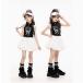  Kids танцевальный костюм выставить юбка короткий рукав Cheer девушка hip-hop девочка HIPHOP Корея Street Dance презентация 110-180cm верх и низ в комплекте 