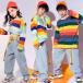  Kids танцевальный костюм hip-hop HIPHOP длинный рукав в клетку радуга цвет tops .... Denim брюки брюки ребенок девочка мужчина Cheer stage костюм тренировка надеты спортивная форма 