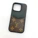 LOUIS VUITTON iPhone 14 Pro монограмма LV Logo кожа iPhone кейс смартфон кейс M81998 для мужчин и женщин черный Louis Vuitton смешанные товары DF14029#