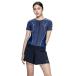  Nike (NIKE)( женский ) фитнес купальный костюм женский плавание короткий рукав Zip separe-tsu темно-синий M-LL размер 2993171-0381 верх и низ в комплекте flair Silhouette 