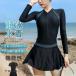  fitness swimsuit lady's all-in-one .. swimsuit hot spring swim wear skirt attaching swimsuit woman long sleeve body type cover practice for short bread fastener 