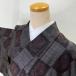  Ooshima эпонж ... темно-красный чёрный серый . модный надеты обычно надеты натуральный шелк .63cm длина 163cm прекрасный товар C разряд S размер 1748