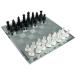 Avant-Garde Black Frosted Glass Chess Set with Mirror Board