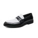 HuitJours Men Black White Two Tone Colors Penny Loafer Slip On Pull on Dres