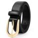 SANSTHS Women's Leather Belt for Jeans Pants Fashion Gold Buckle Ladies Dre