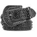 Women Men Black Rhinestone Belt Bling Western Cowboy Cowgirl Studded Belt f