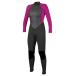 O'Neill Women's Reactor-2 3/2mm Back Zip Full Wetsuit, Black/Berry, 4