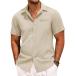 PORCLAY Men's Casual Shirt Short Sleeve Button Down V Neck Shirt Tops 2025