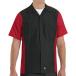 Red Kap Men's Ripstop Crew Shirt, Short Sleeve, Black/Red, Short Sleeve Lar