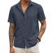 COOFANDY Men's Guayabera Shirts Cuban Camp Short Sleeve Button-Down Cotton