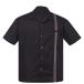 STEADY CLOTHING Men's The Six String Button Up Bowling Shirt Black M