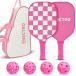 Pink Pickleball Paddles Set of 2, USAPA Approved Fiberglass Pickle Ball Set