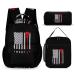 Merican Flag Lacrosse 3 Pcs Backpack Set Portable Lunch Bag Pencil Pouch fo