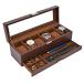 ProCase рука кейс для часов 2 ступенчатый 6шт.@ часы box 3шт.@ выдвижной ящик имеется высококлассный показывать место хранения стекло настольный большая вместимость многофункциональный ювелирные изделия место хранения подарок Brown 