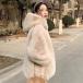  fur coat lady's 20 fee winter outer winter clothes fake fur coat fur coat with a hood ..... pretty beige black coat 