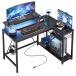 Bestier компьютерный стол L знак type ширина 107cm pc стол розетка имеется ge-ming стол LED с подсветкой угол стол полки доска высота style 