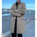  trench coat men's spring coat pea coat casual turn-down collar outer coat autumn 