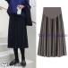  maternity skirt pleated skirt long height mi leak height slit high waist production front postpartum combined use put on ..A line 