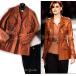  Chanel jacket CHANEL Vintage * Camel Brown * lambskin * leather F36