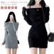  тугой One-piece тугой вязаный One-piece One-piece женский длинный рукав sexy off плечо off плечо колени сверху большой размер плечо шнур kashuk