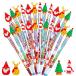 Christmas Pencils Multi-Point Stackable Push Pencils Christmas Plastic Decorated with Santa Xmas Tree Deer and Snowman for Christmas School ¹͢